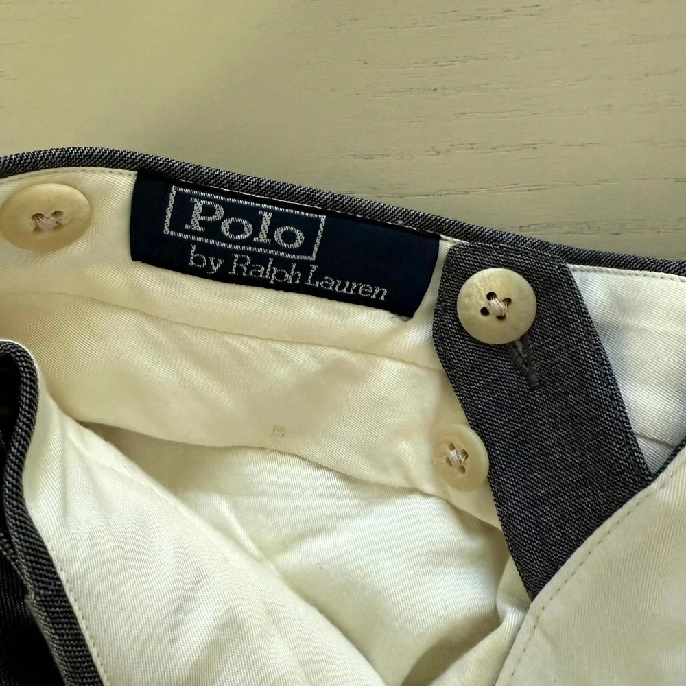 Vintage Polo Ralph Lauren Dress Pants Men's 44 Gray Slash Pockets Classic Formal
